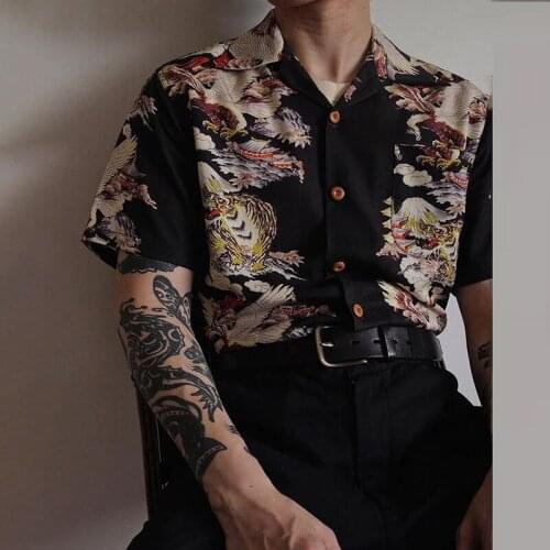 2021 Tnd New Mens Floral High Street Short-sleeved Shirt Phoenix Print Top Fashion Clothes