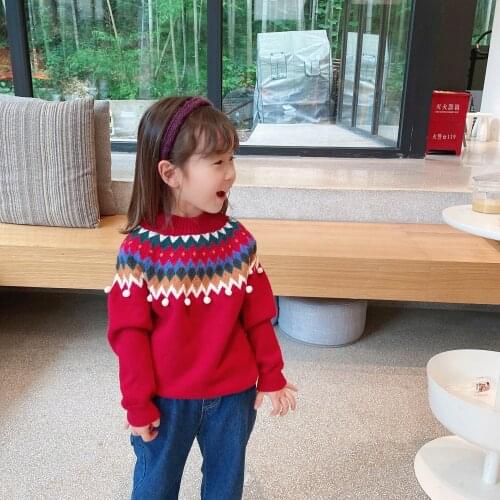 New Teenage Kids Sweaters Spring Winter Baby Boys Girls Warm Tops Plus Velvet Thicken Knitted Bottoming High Quality Christmas