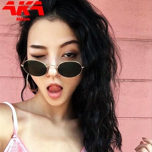 AKAgafas Oval Sunglasses Women 2021 Cool Brand Designer Metal Luxury Glasses for Men Vintage Mirror UV400 Shopping Oculos De Sol