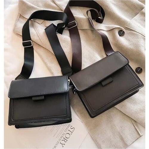 Casual Solid Color Sling One Shoulder Bag Smooth Surface Classic Women Fashion Handbag Quality Leather