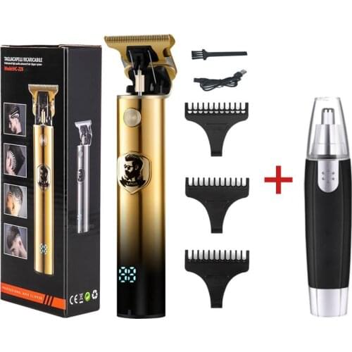 Professional Hair Clipper + Nose Trimmer For Men Shaving Machine 0mm Beard Shaver Hair Cutting Machine Haircut Style