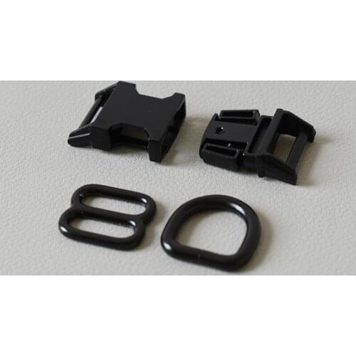 50 Set Metal Buckle Adjust Buckle (Metal Buckle+8 Buckle+DRing/Set) 15mm Black Webbing Paracord Bag Backpack Leathercraft DIY