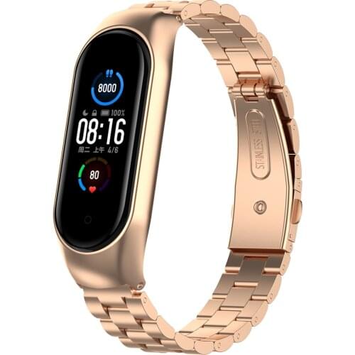 Stainless Steel Watch Strap Metal Wrist Band Huami Amazfit Band 5 Smart Watch Replacement Wristband for Mi Band 6/6 NFC/5/5 NFC