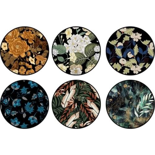 Luxury Round Printed Mat Carpet Living Room Bedroom Door Mat Kitchen Anti-skid Bath Mat Rug