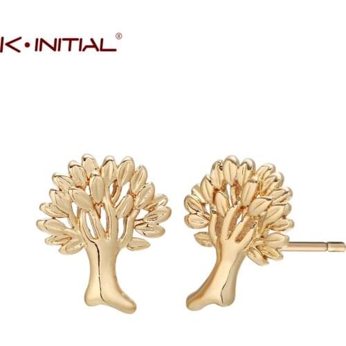 Tiny Tree Ear Studs Earrings Gold Silver Color Life of Tree Knot Shaped Push Back Earrings for Women Girl Charm Party Jewelry