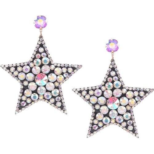 Sehuoran Bohemian Star Earrings Fashion Women Jewelry Aretes Five-Pointed Star Crystal Dangle Earrings Party Jewelry