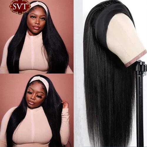 SVT Hair Straight Headband Wig Human Hair Wigs For Black Women Brazilian Remy Hair Head Headband Affordable Wig
