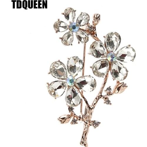 TDQUEEN Crystal Brooch Gold Color Metal Pins and Brooches High Quality Big Austrian Crystal Brooch for Women