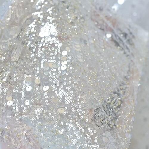 Heavy beaded sequined embroidery wedding dress lace diy fabric decoration materials