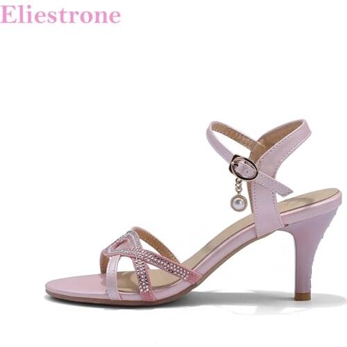 Brand New 2021 Summer Glamour Pink White Women Dress Sandals Fashion High Heel Office Lady Shoes Plus Big Small Size 10 32 43
