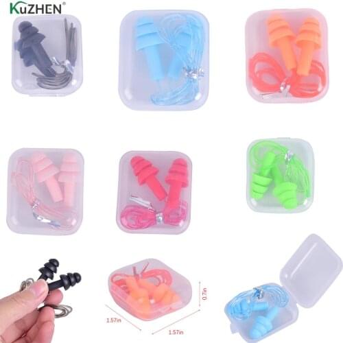 1Pair Comfort Earplugs Noise Reduction Silicone Soft Ear Plugs PVC Rope Earplugs Protective For Swimming For Sleep