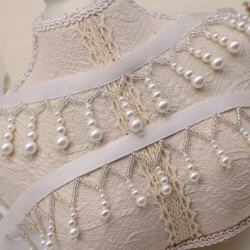 10Yard/Lot Handmade Beaded Lace Tassel DIY Wedding Clothes Stage Performance Dress Curtain Fringe Lace Trim Headwear Decorative