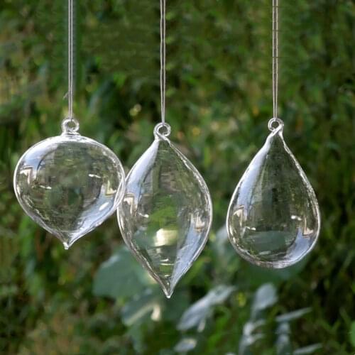 100pcs/pack Onion Shaped Glass Pendant Christmas Day Tree Ornament Transparent Drop Cone Hanger Home Decoration