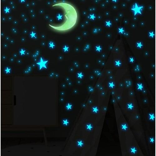 111pcs Star and Moon combination 3D Wall Sticker living room bedroom decoration for kids room home Glow in the dark Stickers