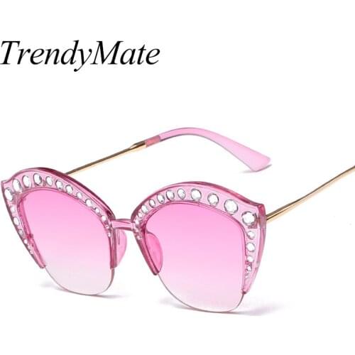 2018 Luxury Rhinestone Sunglasses Women Italy Brand Designer Crystal Sun glasses Ladies Fashion Oversized Shades Female 1331T