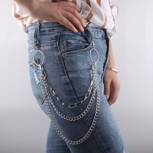 2021 Multi-layers Punk Hip Hop Pants Chain Fashion Casual Trousers Chain Jewelry