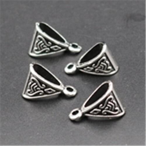 30pcs Silver Plated Hollow Three-dimensional Retro Triangular Alloy Pendants for Necklace Bracelet Fashion DIY Jewelry Handmade