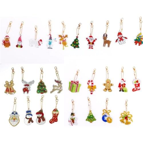5D Christmas Diamond Painting Keychain Pendant Special Shaped Drill Diamond Mosaic Cartoon Animal Art Crafts Women Bag Gift