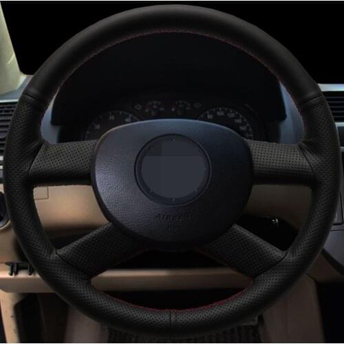 DIY Breathable And Non-slip Artificial Leather Black Car Accessories Steering Wheel Cover For Volkswagen VW Polo 2003-2006