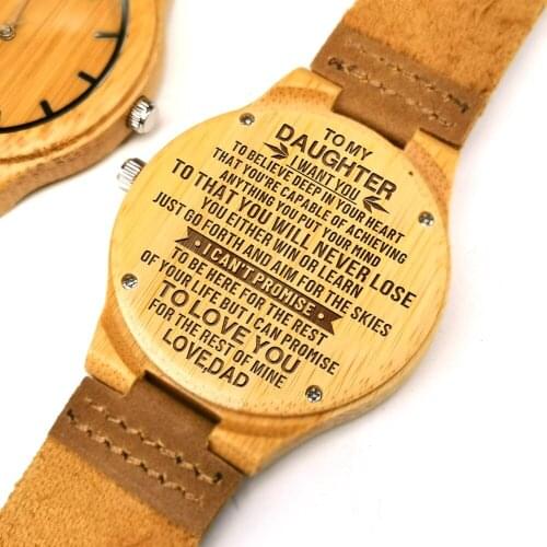 Dad To My Daughter-Engraved Wooden Watch Birthday graduation gift Engraved