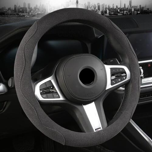 DERMAY 6 Colors Suede Steering Wheel Cover M size for outer diameter Steering Wheel 37-38cm