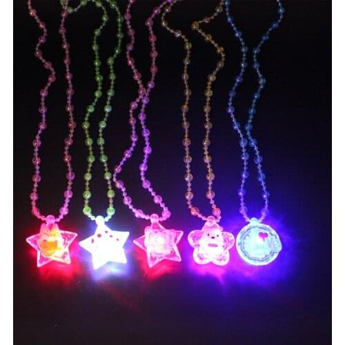 Children luminous necklace toys colorful glitter acrylic princess necklace party costume decoration birthday gift