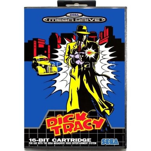 Dick Tracy with Box for 16 bit Sega MD Game Card for Mega Drive for Genesis Video Console