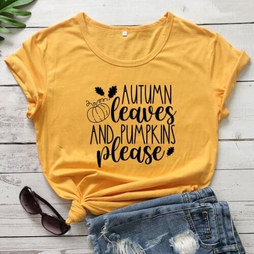 Funny Women Graphic Fall Top Tee Shirt Autumn Leaves And Pumpkins Please T-shirt Cute Thanksgiving Holiday Gift Tshirt