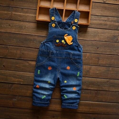 IENENS Infant Boys Jeans Overalls Baby Cartoon Dungarees Toddler Long Pants Kids Boy Denim Jumpsuit Clothes Clothing Trousers