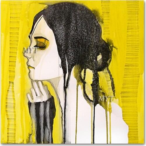 Sexy Lady Face Picture Canvas Art 100% Hand Painted Newest Abstract Figure Woman Oil Painting Art Wall Decor Artwork Panel Set