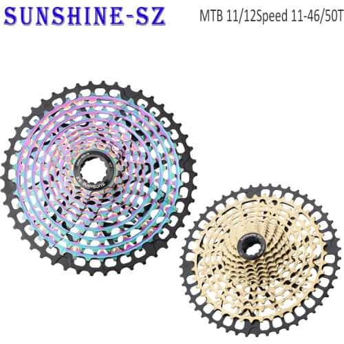 MTB Bike Cassette 11 12 Speed 10-46/50T Ultralight CNC Steel Rainbow Golden 11V 12V Sprocket Colorful ULT Bicycle freewheel