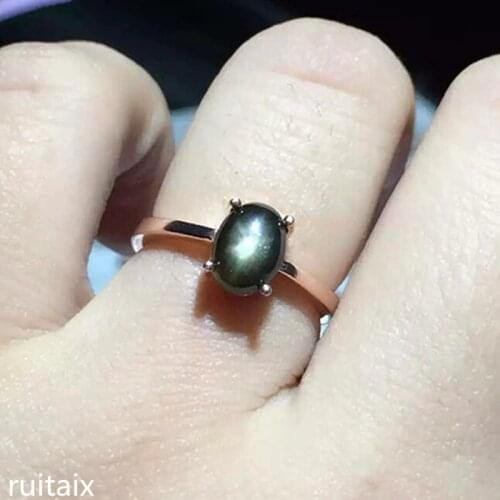 KJJEAXCMY fine jewelry S925 Pure silver inlay natural sapphire star gemstone simple female style ring lady