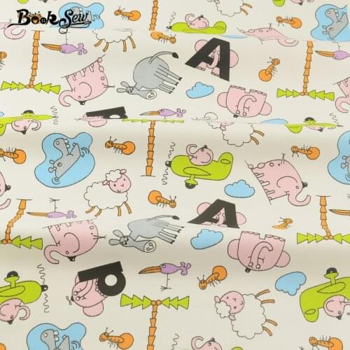 Booksew Bedding Set 100% Cotton Twill Fabric Cute Animal Pattern Sewing Dolls Quilting Scrapbooking Clothing Crafts Pillows