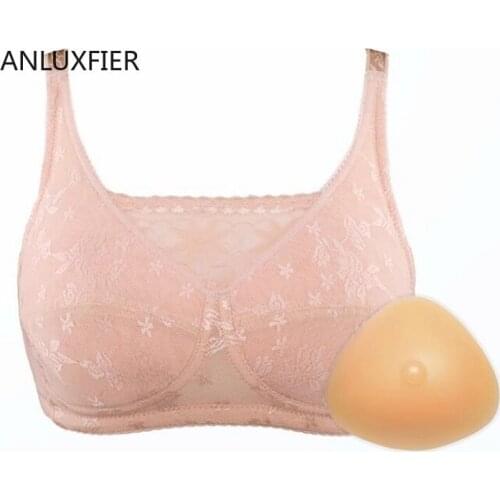 H4622 Women Artificial Breast Bra Suit Set Lady Fake Breasts Underwear Female After Breast Cancer Surgery Mastectomy Lingerie
