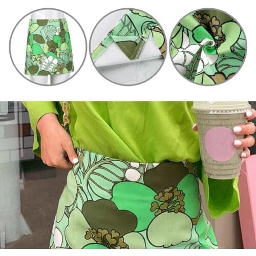 Lightweight Stylish Green Plant Print Mini Skirt Casual Bodycon Skirt A-Line for Holiday
