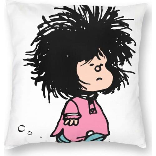 Mafalda With Nightgown Quino Argentina Cartoon Square Pillow Case Throw Pillow Custom Pillowcover Home Decor