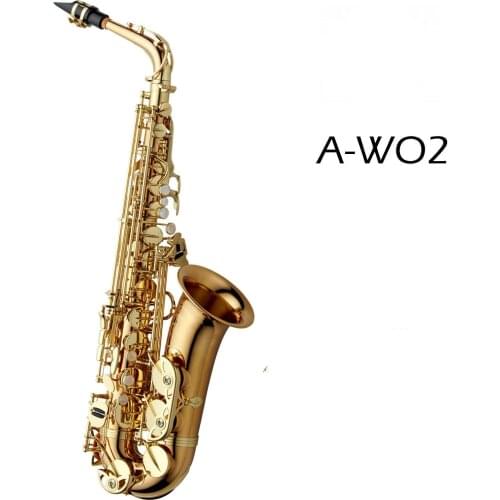 Performance Music Instrument A-W02 Eb Alto Saxophone E Flat Brass Body Gold Lacquer Sax With Case, Gloves, Mouthpiece