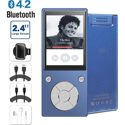 MP4 Player Bluetooth4.2 Built-in Speaker Lossless Music Player 2.4 Inch Large Screen with FM Radio + Sport Armband + Audio Cable