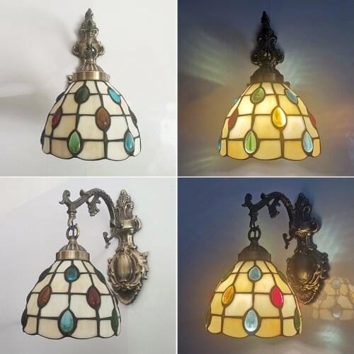Tiffany Wall Lamp European Glass lampshade Lighting E27 Single Head Wall Lamps