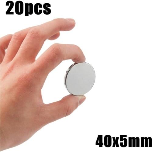 20pcs 40x5mm Super Powerful Strong Bulk Small Round NdFeB Neodymium Disc Magnets Dia 40mm x 5mm N35 Rare Earth NdFeB Magnet