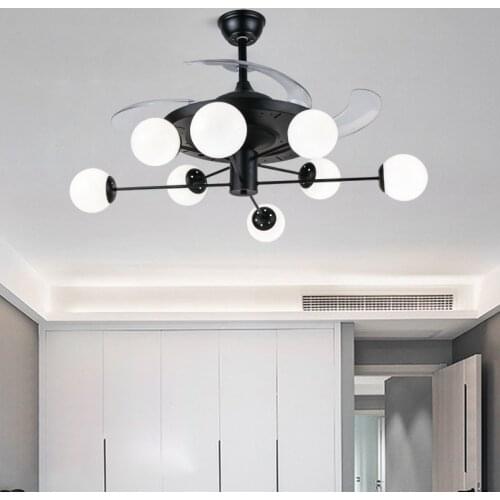 Invisible fan light Nordic minimalist restaurant ceiling fan light Creative personality magic bean LED fan light