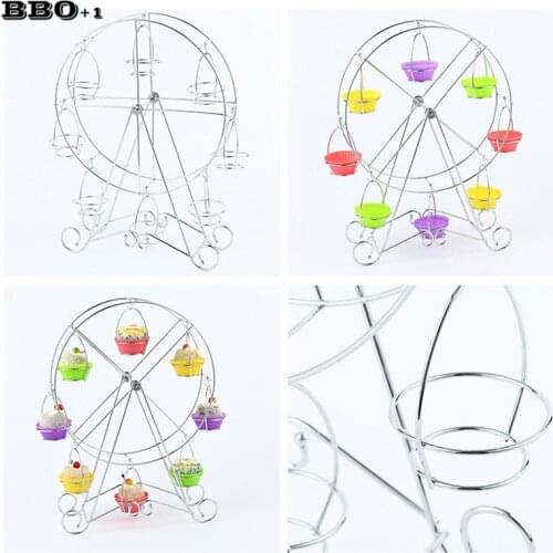 New 1 Pcs Rotary 8 Cup Ferris Wheel Cake Food Display Stand Carbon Steel Wedding Cake Party Food Rack Hotel KTV Utensils