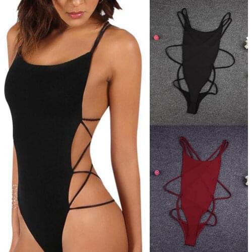 New Women Sexy Crisscross Plunge One Piece Swimwear Backless Monokini Hot Swimsuit Bandage Bathing Suits Beachwear Swim Wear