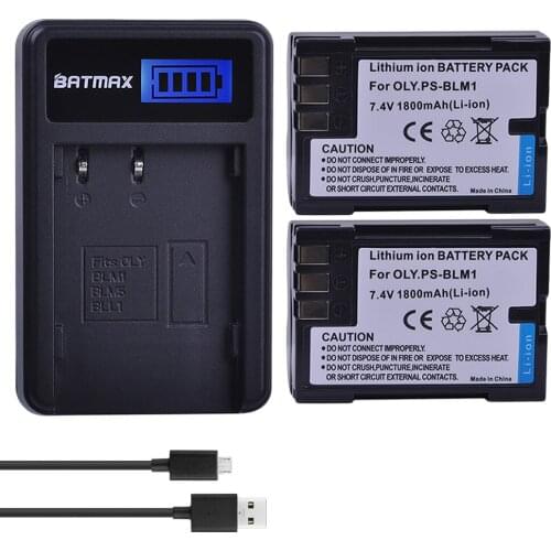 PS-BLM1 1800mAh BLM-1 BLM1 Camera Battery + LCD Single Charger for Olympus C-5060 C-7070 C-8080 E-30 E-300 E-330 E-500 E-510