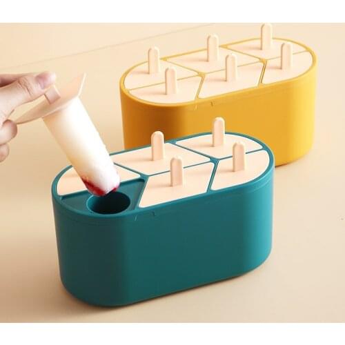 Plastic Ice Cream Sticks Tubs Mold Summer DIY Popsicle Mould Maker Tray Release Mold Maker With Lids Kitchen Accessories Tools
