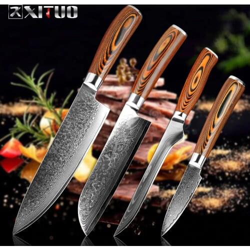 XITUO Chef Knife Damascus Bone Knife Utility Japan vg10 Malaysia Kitchen Knife Utility Micarta Handle Professional Kitchen Knife
