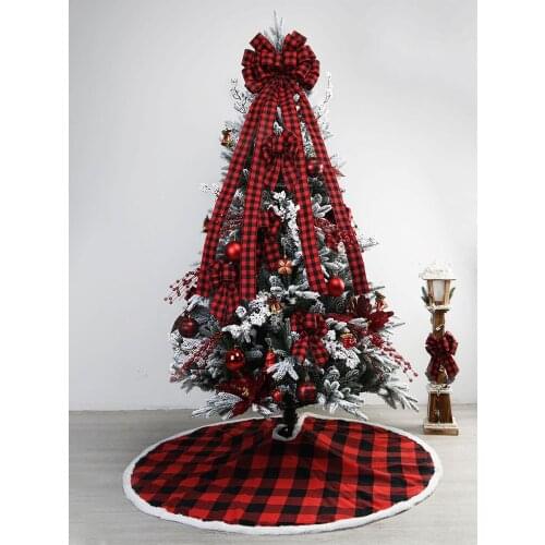 Christmas Decoration Lattice Ribbon Bow Home Party Ornament Imitation Hhemp 6.3CM Polyester Halloween Red Black Xmas Tree Decor