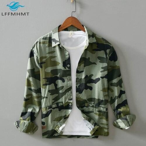 Long Sleeve Lapel Collared Camouflage Army Cargo Shirts Male Casual Loose Cotton Japan Style Harajuku Chic Vintage Shirt For Men
