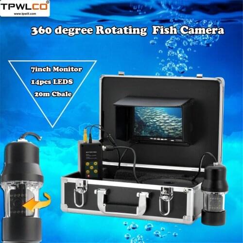 20m Diameter 3.6mm 360 degree Rotating Fishing Camera With 14pcs LEDS 7inch LCD Screen Fish Finder Video Underwater Ice Camera