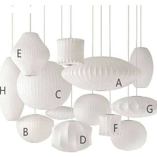 Northern Europe Silk White Chandelier Light E27 LED Round Suspension Drop Lamp Modern Restaurant Bar Restaurant Chandelier